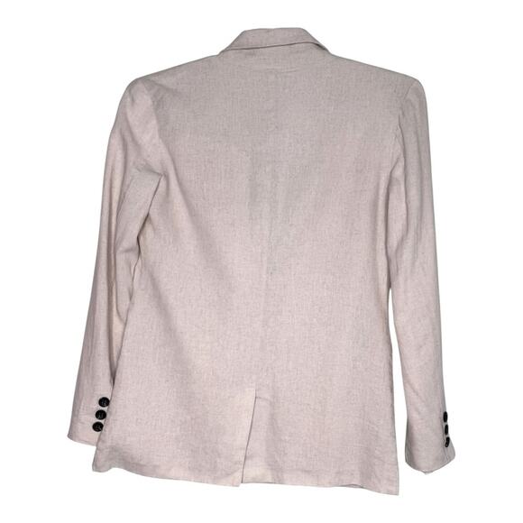 7 For All Mankind Womens Cream XS Linen Blend Blazer Single Breasted - Picture 3 of 10